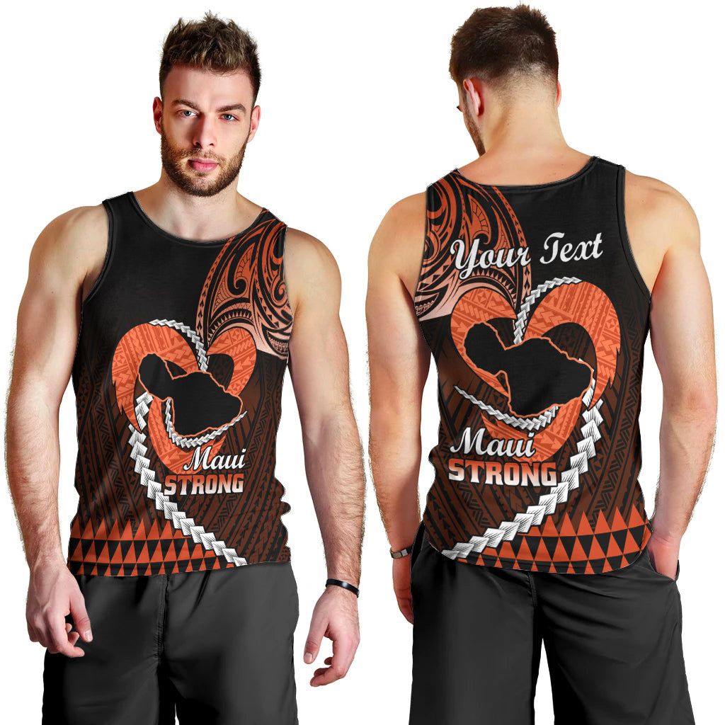 Personalised Hawaii Men Tank Top Maui Be Strong Kakau Orange Version LT01 - Polynesian Pride