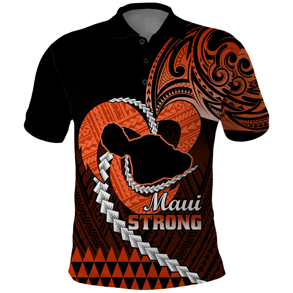 Personalised Hawaii Polo Shirt Maui Be Strong Kakau Orange Version LT01 Orange - Polynesian Pride
