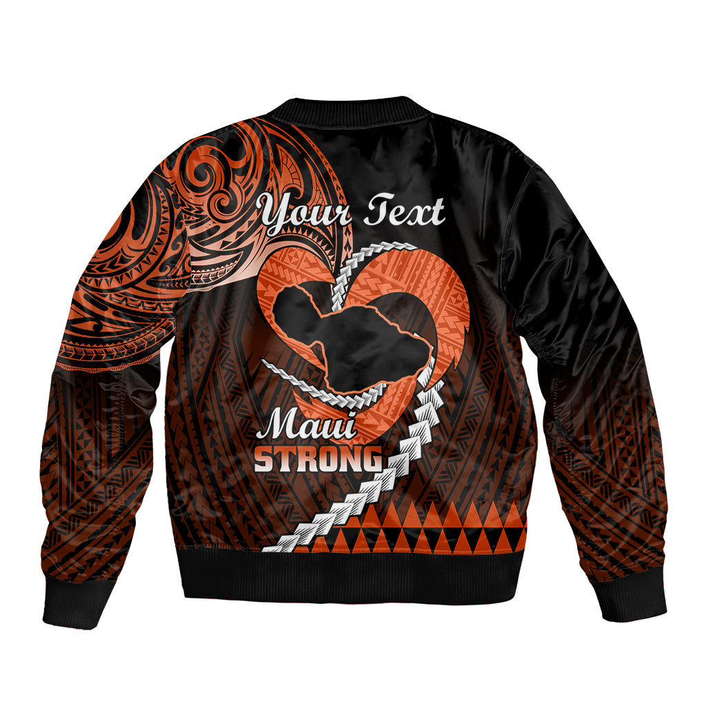 Personalised Hawaii Sleeve Zip Bomber Jacket Maui Be Strong Kakau Orange Version LT01 - Polynesian Pride