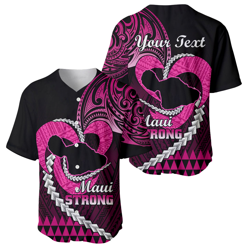 Personalised Hawaii Baseball Jersey Maui Be Strong Kakau Pink Version LT01 - Polynesian Pride
