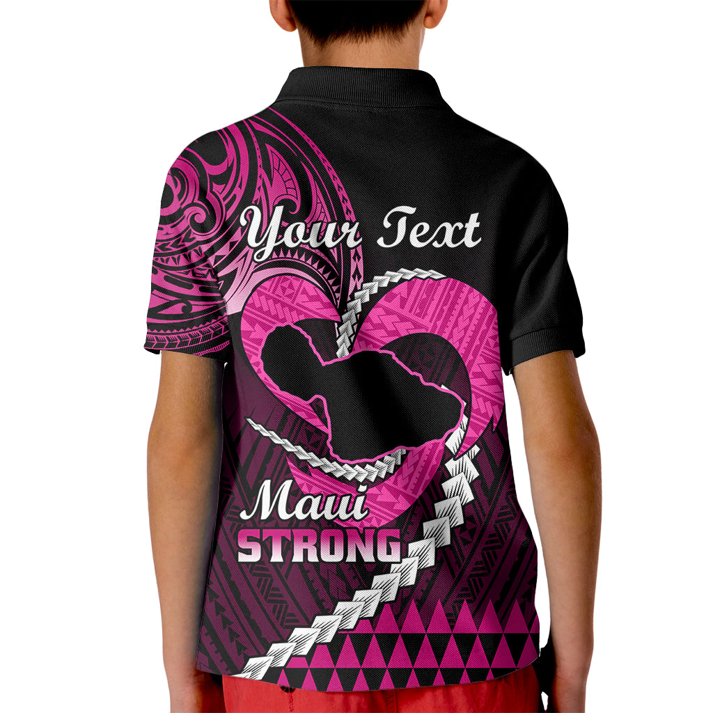 Personalised Hawaii Kid Polo Shirt Maui Be Strong Kakau Pink Version LT01 - Polynesian Pride