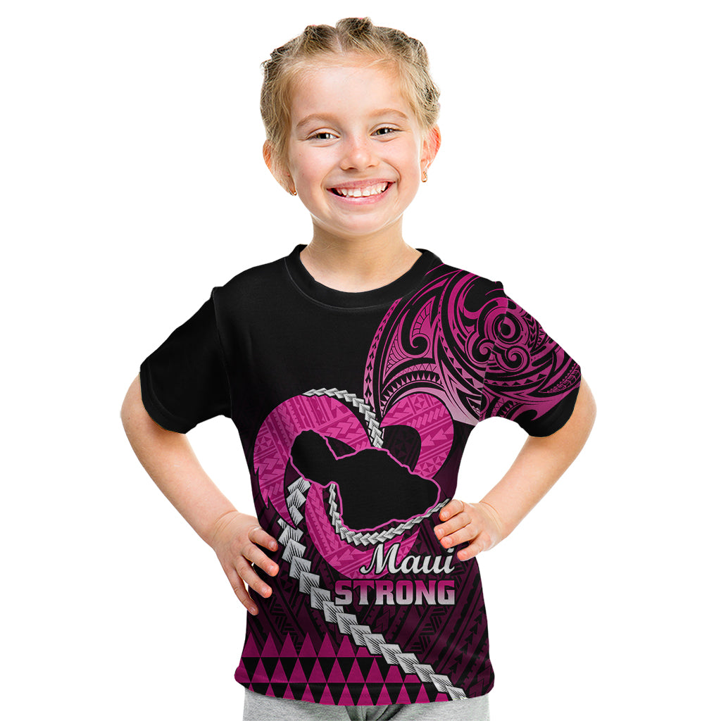 Personalised Hawaii Kid T Shirt Maui Be Strong Kakau Pink Version LT01 Pink - Polynesian Pride