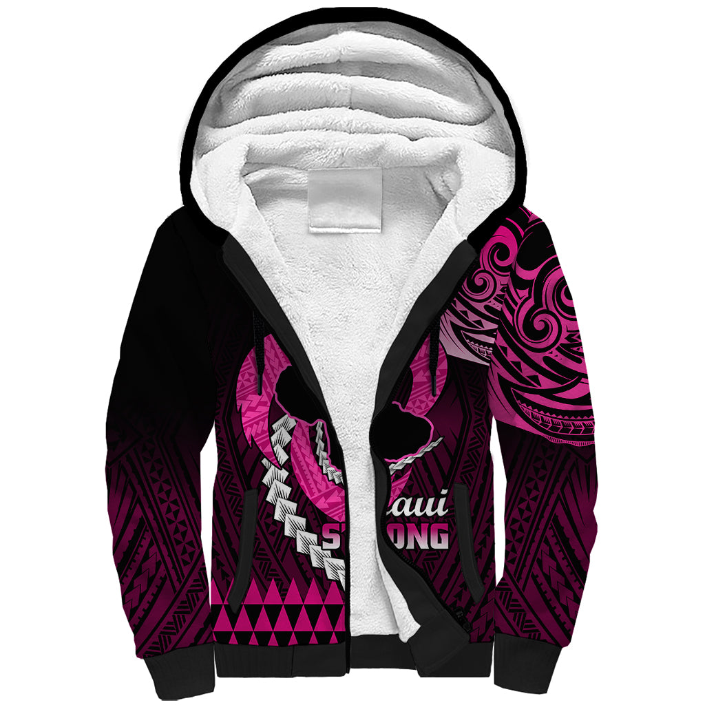 Personalised Hawaii Sherpa Hoodie Maui Be Strong Kakau Pink Version LT01 Unisex Pink - Polynesian Pride