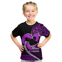 Personalised Hawaii Kid T Shirt Maui Be Strong Kakau Purple Version LT01 Purple - Polynesian Pride