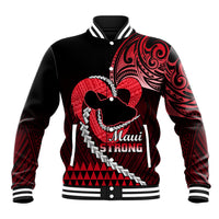 Personalised Hawaii Baseball Jacket Maui Be Strong Kakau Red Version LT01 Unisex Red - Polynesian Pride