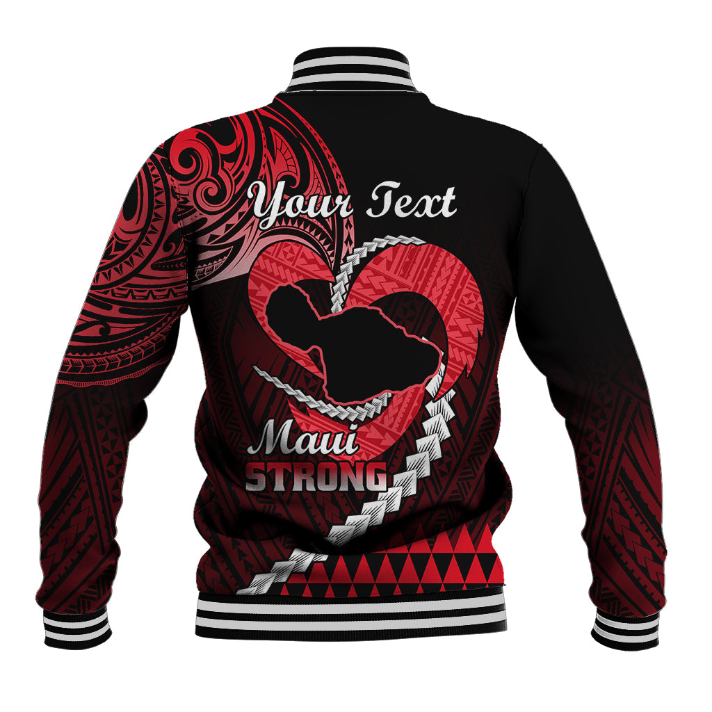 Personalised Hawaii Baseball Jacket Maui Be Strong Kakau Red Version LT01 - Polynesian Pride