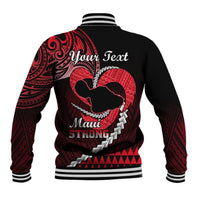Personalised Hawaii Baseball Jacket Maui Be Strong Kakau Red Version LT01 - Polynesian Pride
