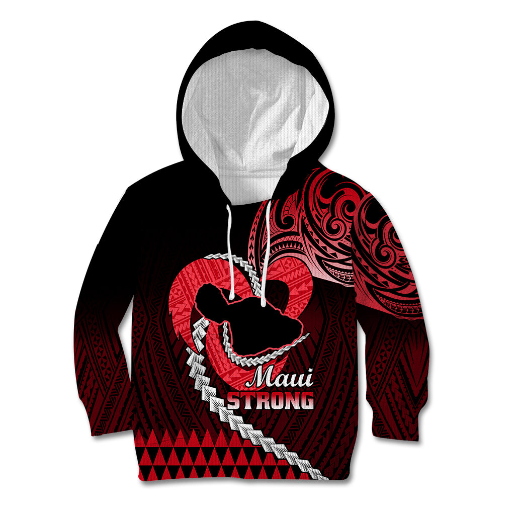 Personalised Hawaii Kid Hoodie Maui Be Strong Kakau Red Version LT01 Hoodie Red - Polynesian Pride