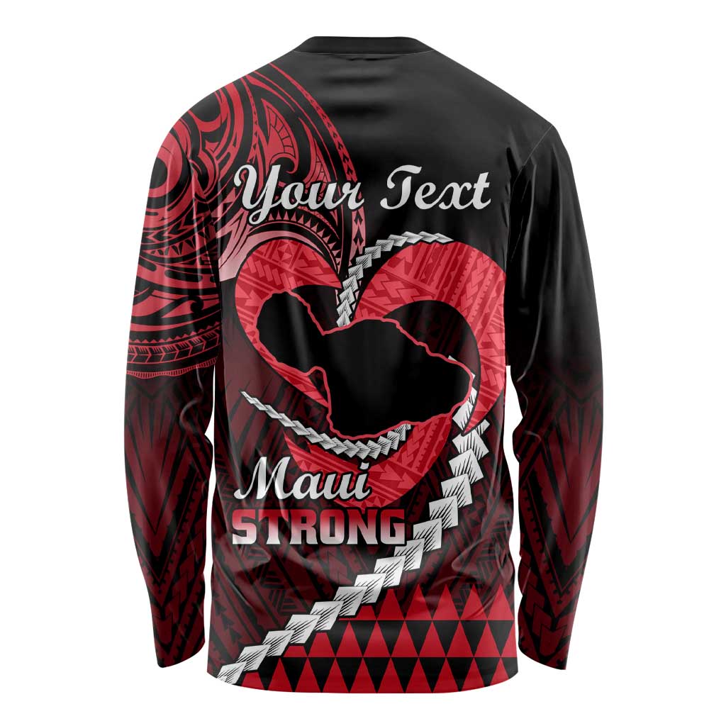 Personalised Hawaii Long Sleeve Shirt Maui Be Strong Kakau Red Version LT01