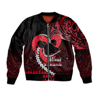 Personalised Hawaii Sleeve Zip Bomber Jacket Maui Be Strong Kakau Red Version LT01 Unisex Red - Polynesian Pride