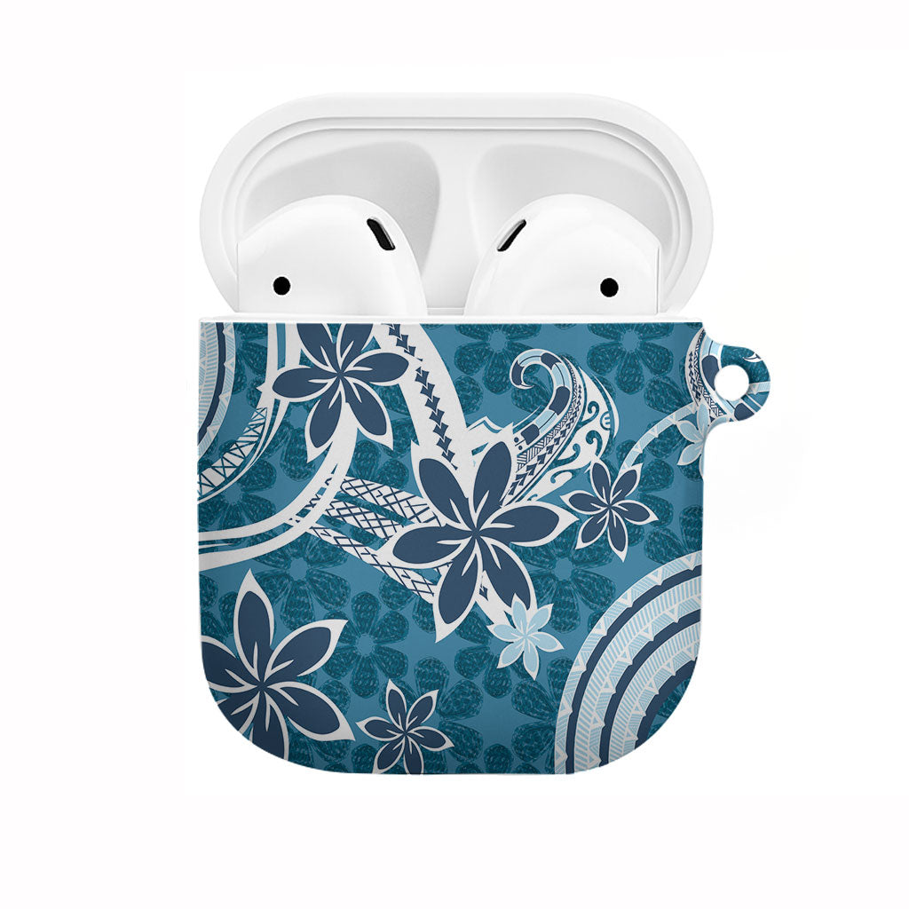 Hawaii Pupuala Plumeria Blue AirPods Case Polynesian Pattern