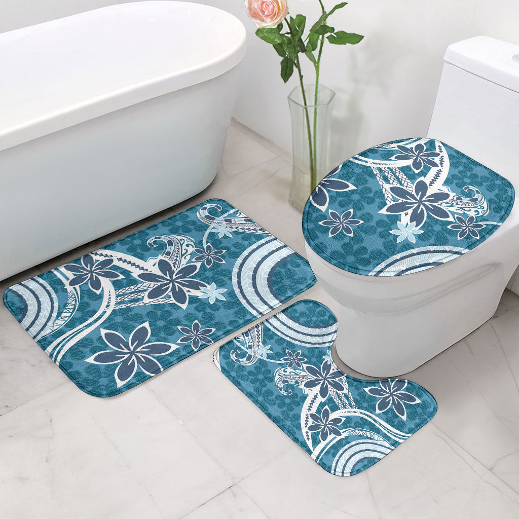 Hawaii Pupuala Plumeria Blue Bathroom Set Polynesian Pattern LT01 - Polynesian Pride