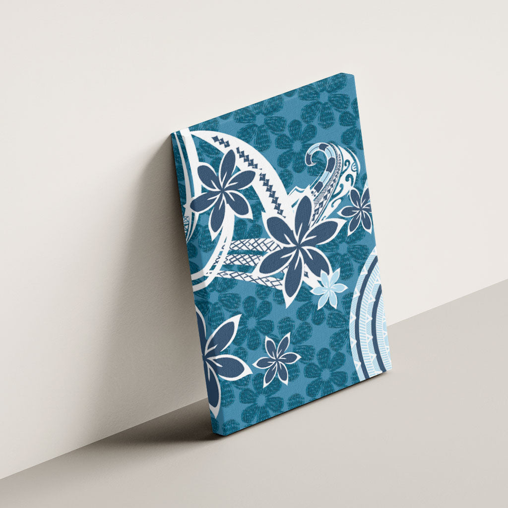 Hawaii Pupuala Plumeria Blue Canvas Wall Art Polynesian Pattern LT01 - Polynesian Pride