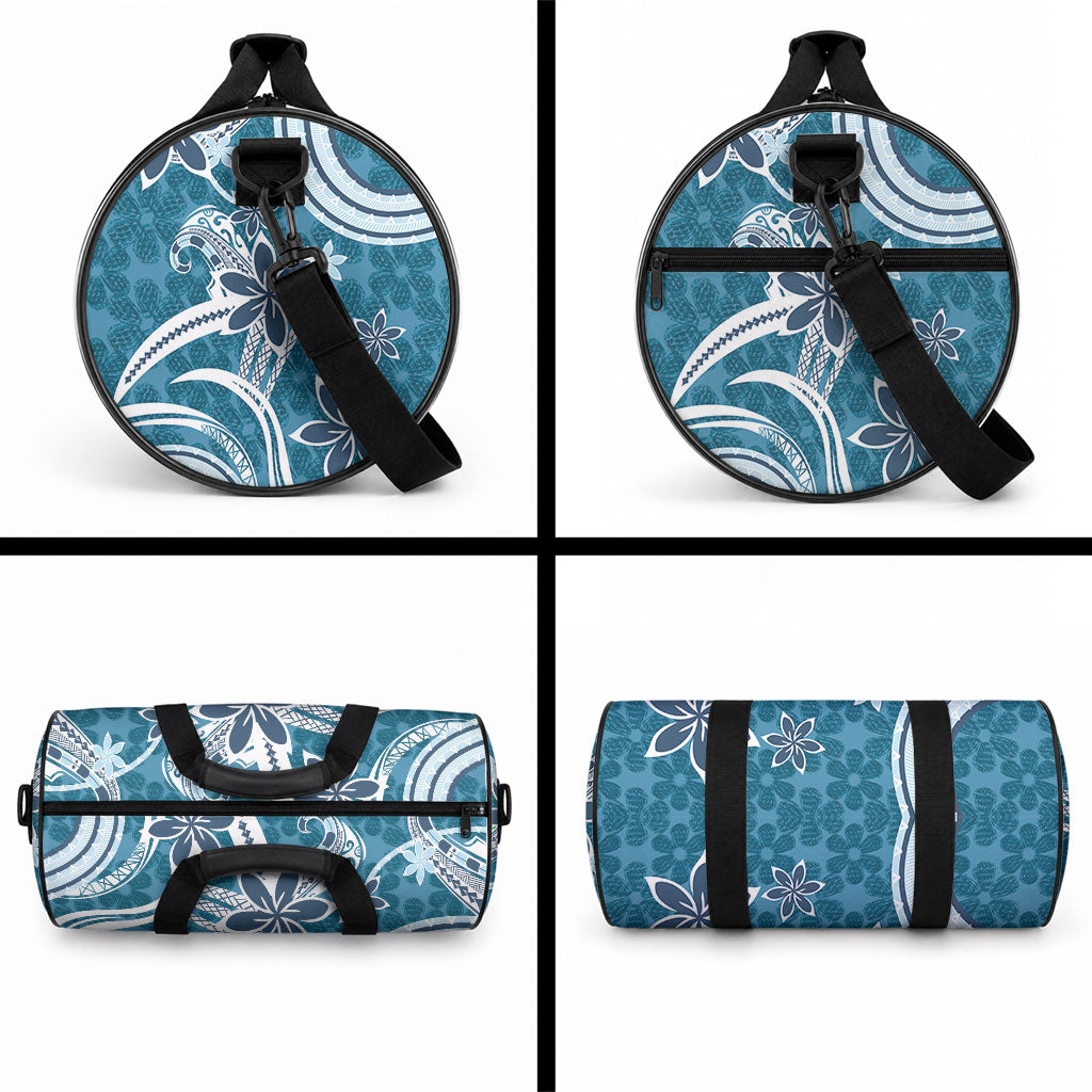 Hawaii Pupuala Plumeria Blue Duffle Bag Polynesian Pattern LT01 - Polynesian Pride