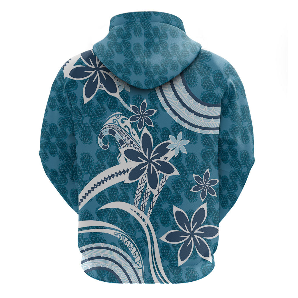 Hawaii Pupuala Plumeria Blue Hoodie Polynesian Pattern LT01 - Polynesian Pride