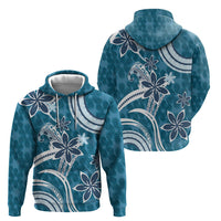 Hawaii Pupuala Plumeria Blue Hoodie Polynesian Pattern LT01 - Polynesian Pride