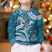 Hawaii Pupuala Plumeria Blue Kid Ugly Christmas Sweater Polynesian Pattern LT01 - Polynesian Pride