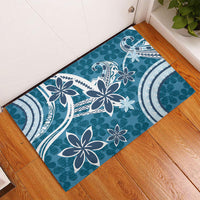 Hawaii Pupuala Plumeria Blue Rubber Doormat Polynesian Pattern LT01 - Polynesian Pride