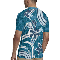 Hawaii Pupuala Plumeria Blue Rugby Jersey Polynesian Pattern LT01 - Polynesian Pride