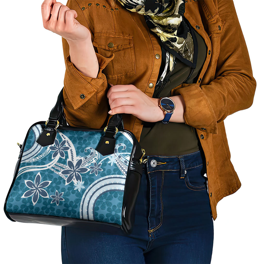 Hawaii Pupuala Plumeria Blue Shoulder Handbag Polynesian Pattern LT01 - Polynesian Pride