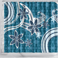 Hawaii Pupuala Plumeria Blue Shower Curtain Polynesian Pattern LT01 - Polynesian Pride