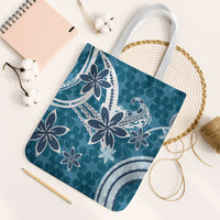 Hawaii Pupuala Plumeria Blue Tote Bag Polynesian Pattern LT01 White Strap One Size Blue - Polynesian Pride