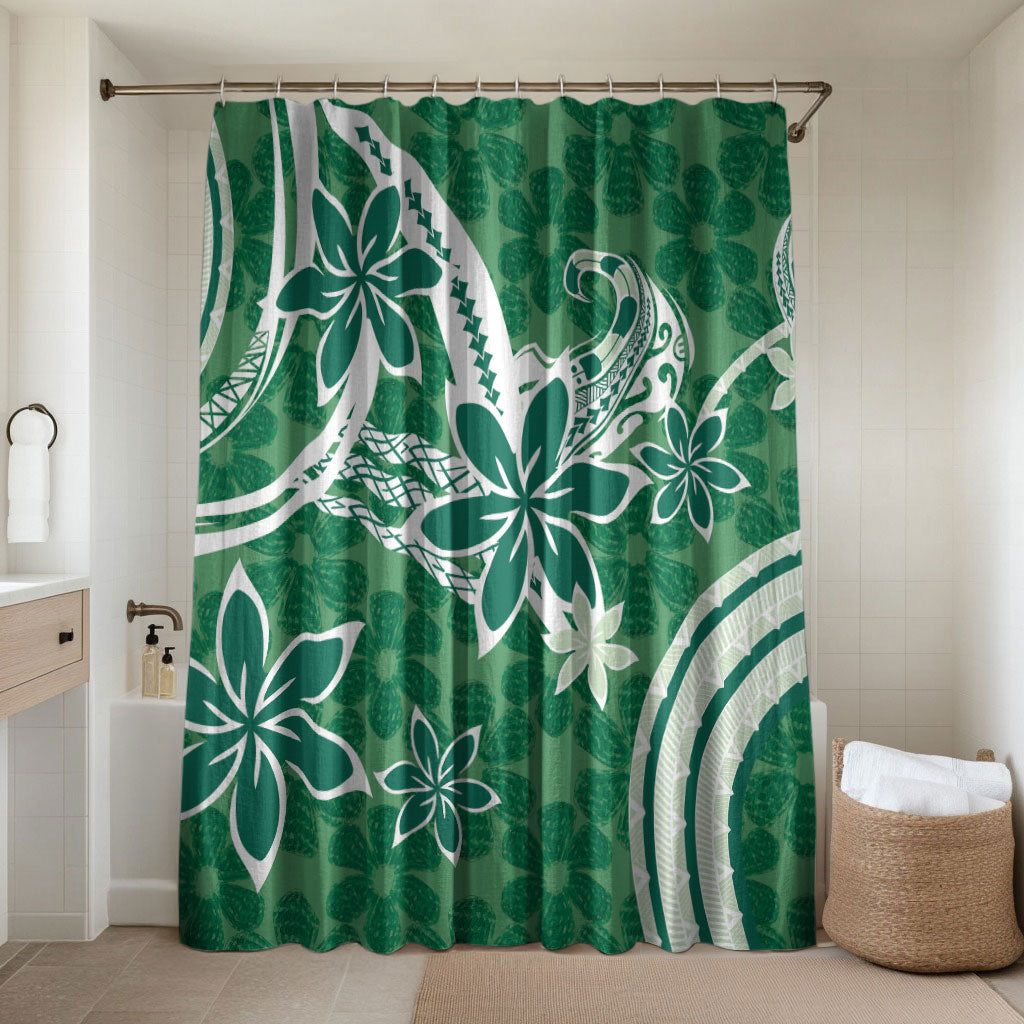 Hawaii Pupuala Plumeria Green Bathroom Set Polynesian Pattern LT01 Shower Curtain Only Green - Polynesian Pride