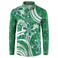 Hawaii Pupuala Plumeria Green Button Sweatshirt Polynesian Pattern LT01 Green - Polynesian Pride
