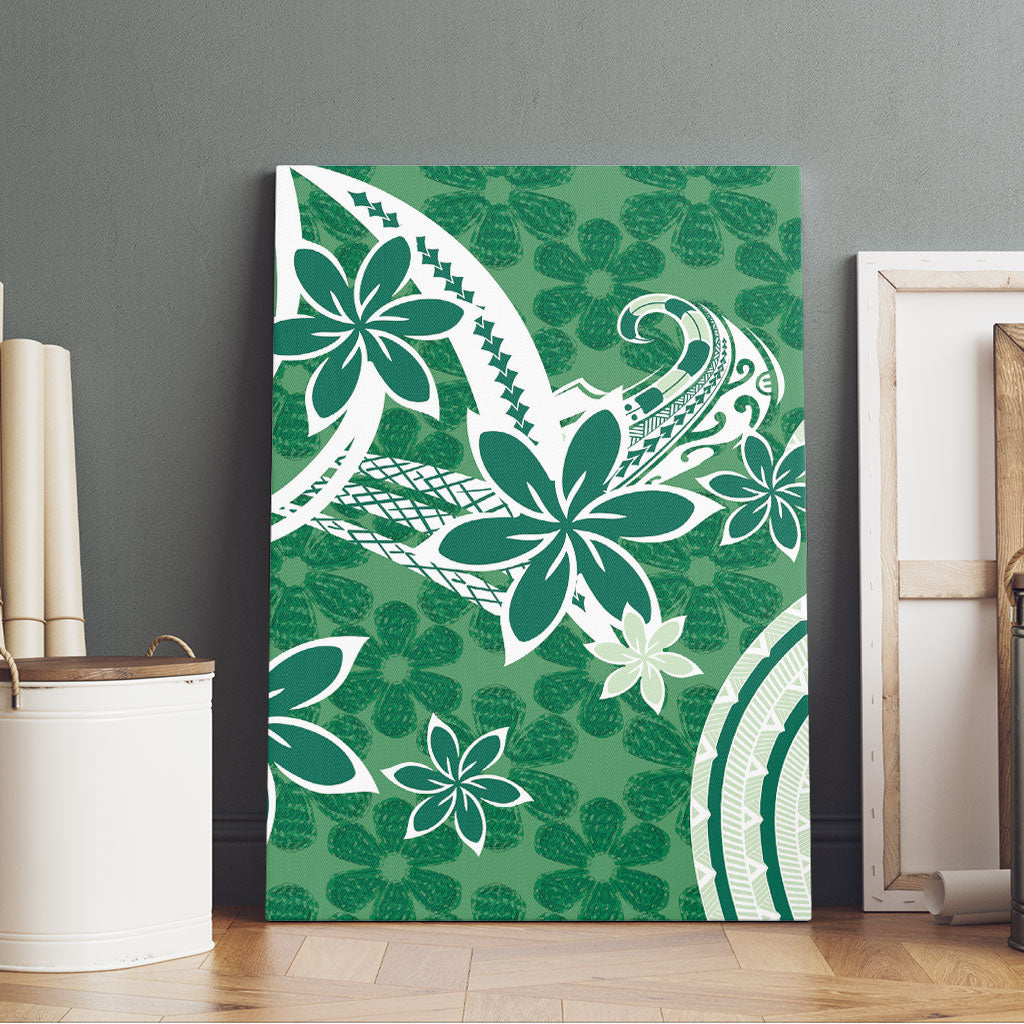 Hawaii Pupuala Plumeria Green Canvas Wall Art Polynesian Pattern LT01 - Polynesian Pride