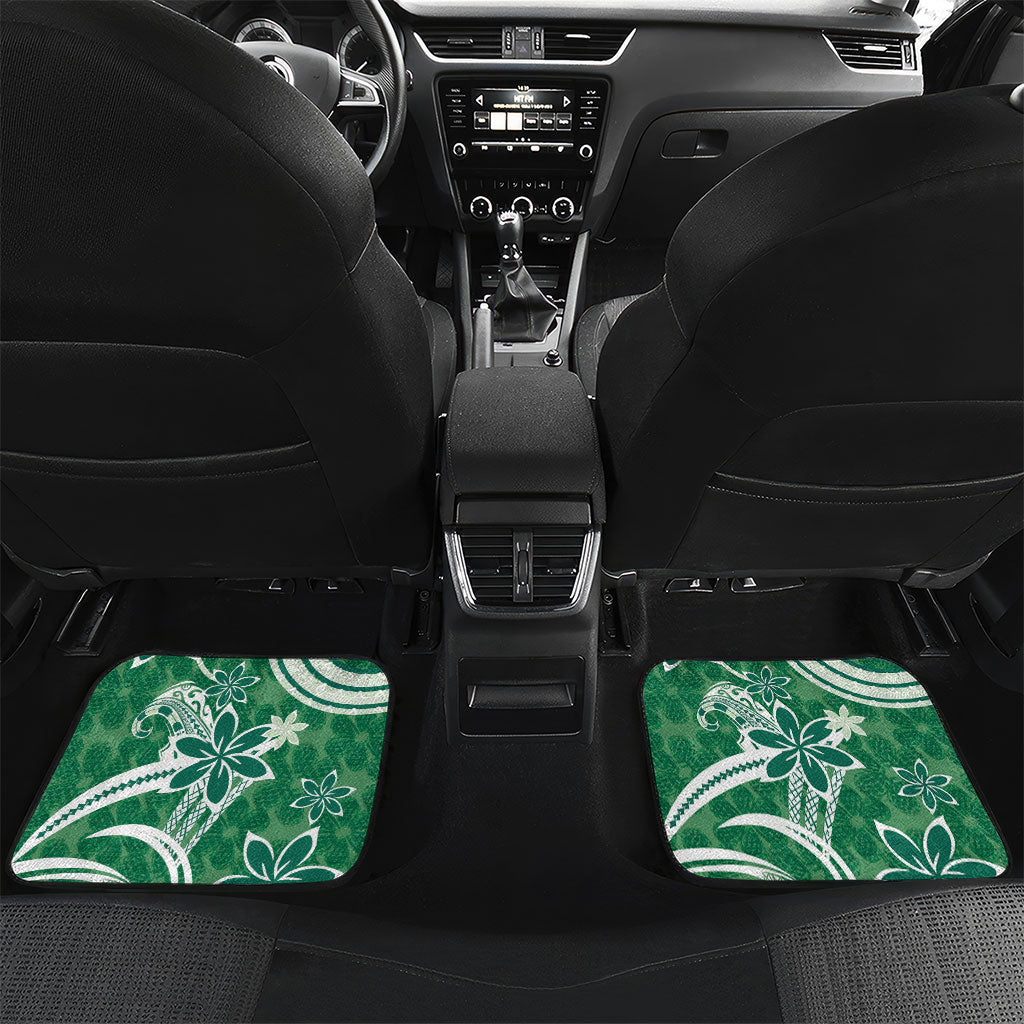 Hawaii Pupuala Plumeria Green Car Mats Polynesian Pattern LT01 Set 2pcs - Back Green - Polynesian Pride