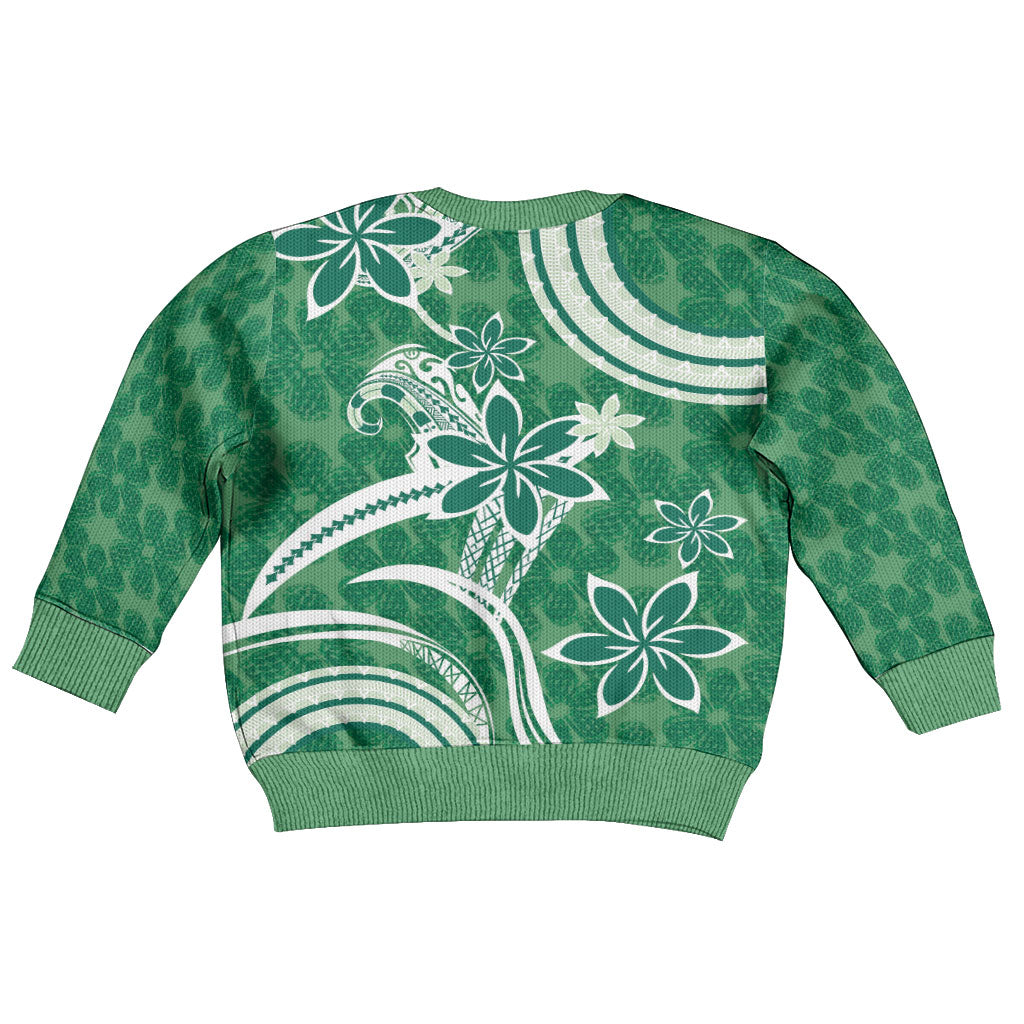Hawaii Pupuala Plumeria Green Kid Ugly Christmas Sweater Polynesian Pattern LT01 - Polynesian Pride