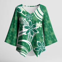 Hawaii Pupuala Plumeria Green Kimono Sleeve Blouse Polynesian Pattern LT01 Female Green - Polynesian Pride