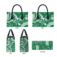 Hawaii Pupuala Plumeria Green Leather Bag Polynesian Pattern LT01 - Polynesian Pride