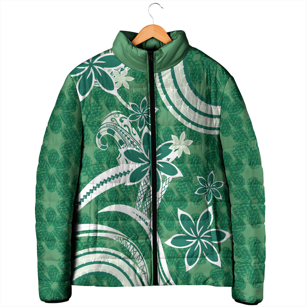 Hawaii Pupuala Plumeria Green Padded Jacket Polynesian Pattern LT01 - Polynesian Pride