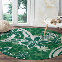 Hawaii Pupuala Plumeria Green Round Carpet Polynesian Pattern LT01 - Polynesian Pride