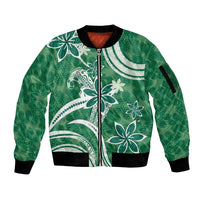 Hawaii Pupuala Plumeria Green Sleeve Zip Bomber Jacket Polynesian Pattern LT01 Unisex Green - Polynesian Pride