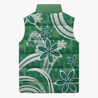 Hawaii Pupuala Plumeria Green Sleeveless Puffer Jacket Polynesian Pattern LT01 - Polynesian Pride