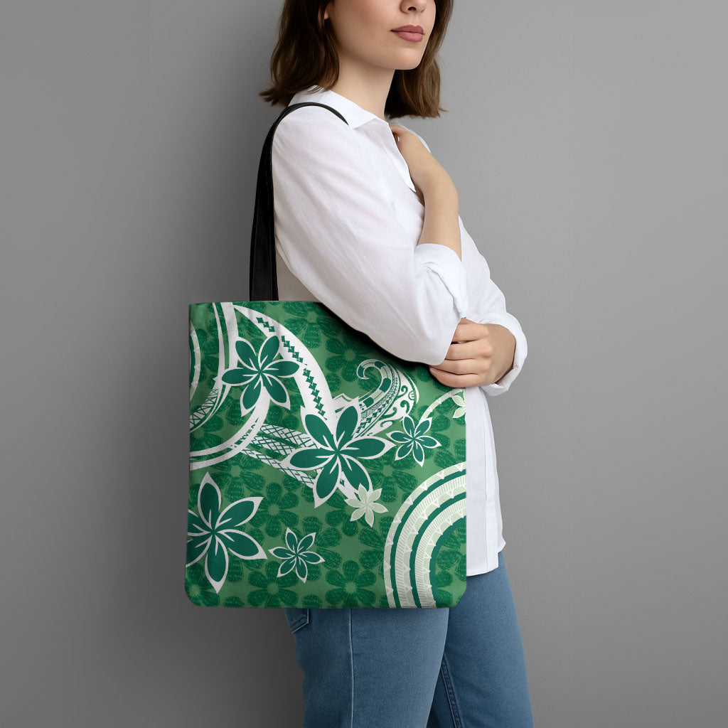 Hawaii Pupuala Plumeria Green Tote Bag Polynesian Pattern LT01 - Polynesian Pride