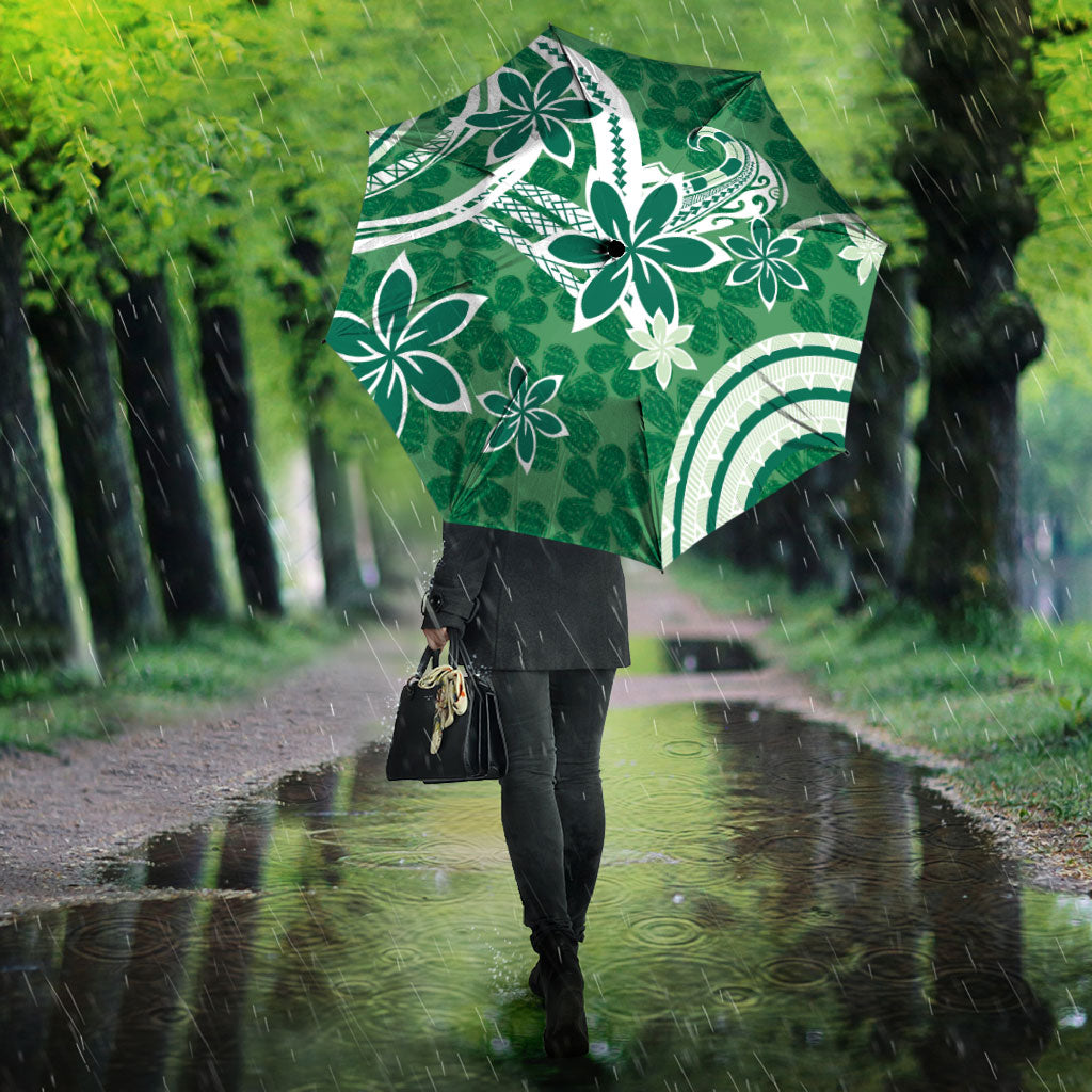 Hawaii Pupuala Plumeria Green Umbrella Polynesian Pattern LT01 - Polynesian Pride
