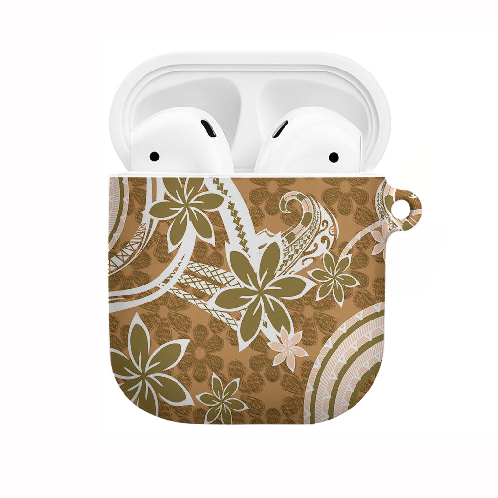 Hawaii Pupuala Plumeria Light Brown AirPods Case Polynesian Pattern