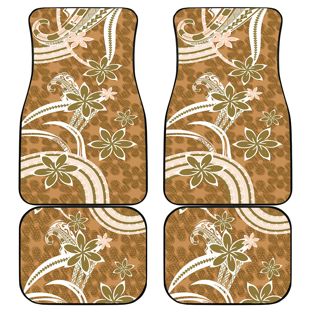 Hawaii Pupuala Plumeria Light Brown Car Mats Polynesian Pattern LT01 - Polynesian Pride