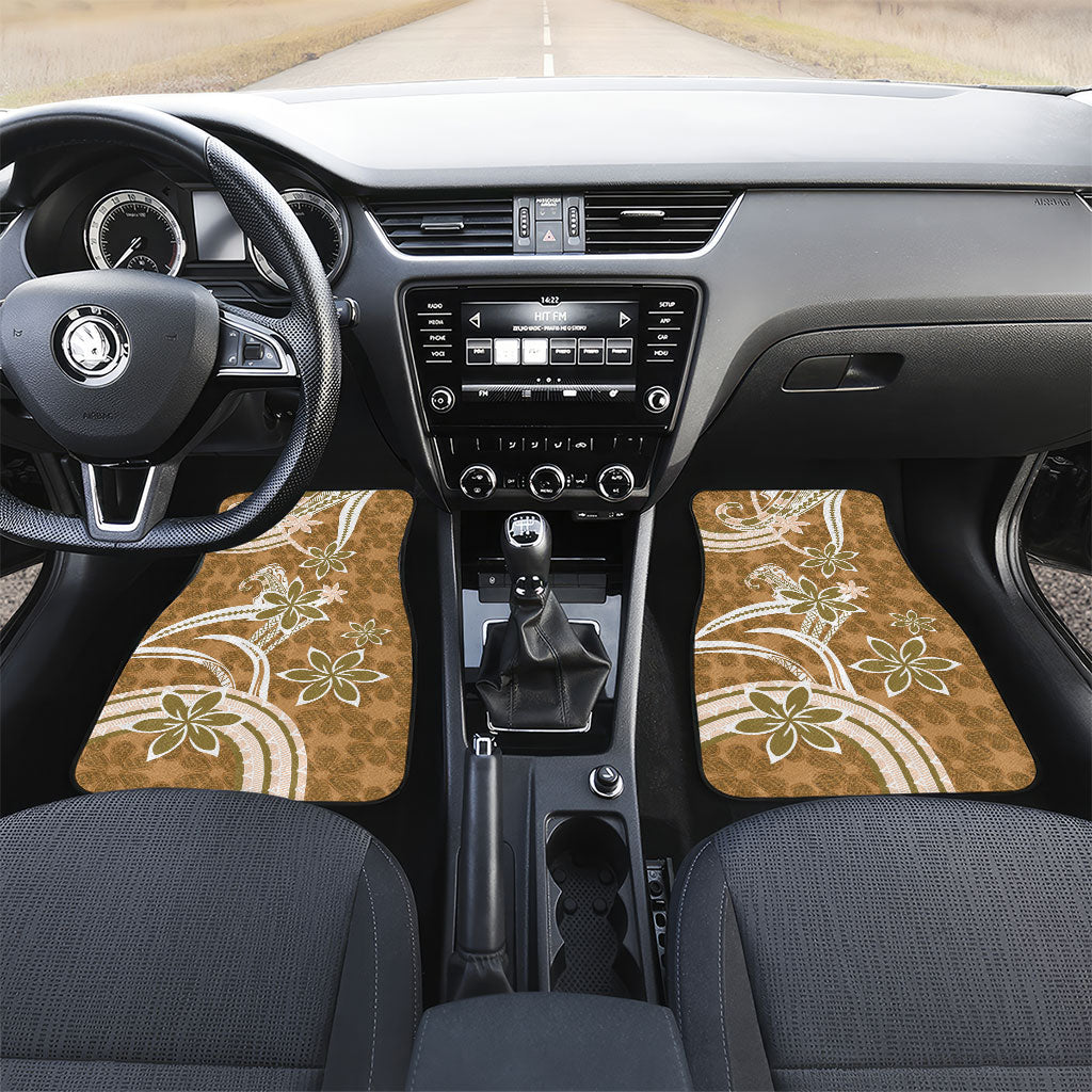 Hawaii Pupuala Plumeria Light Brown Car Mats Polynesian Pattern LT01 Set 2pcs - Front Light Brown - Polynesian Pride