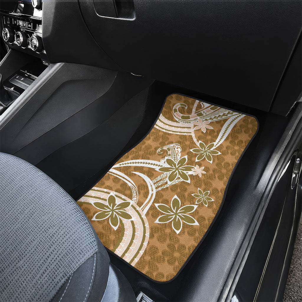 Hawaii Pupuala Plumeria Light Brown Car Mats Polynesian Pattern LT01 - Polynesian Pride