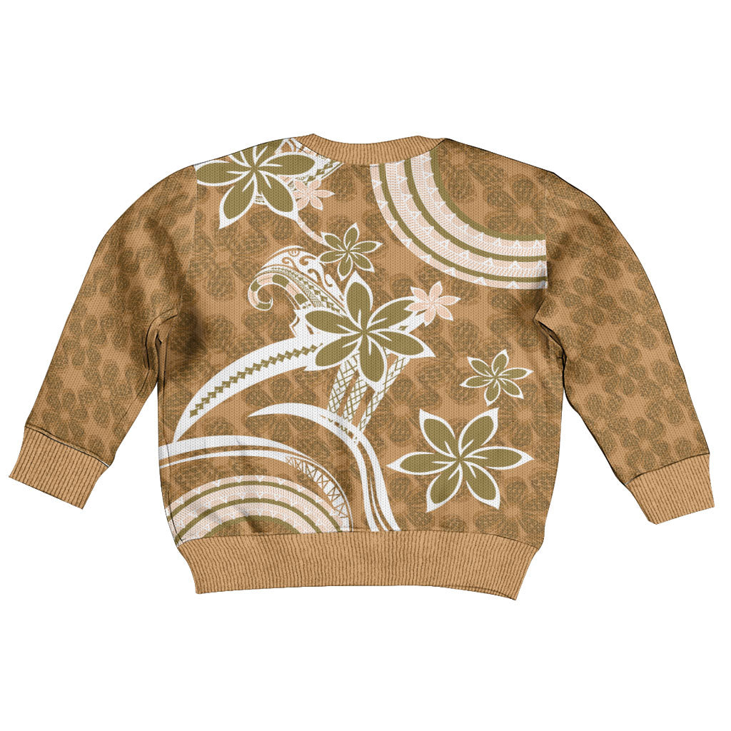 Hawaii Pupuala Plumeria Light Brown Kid Ugly Christmas Sweater Polynesian Pattern LT01 - Polynesian Pride