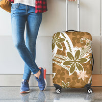 Hawaii Pupuala Plumeria Light Brown Luggage Cover Polynesian Pattern LT01 - Polynesian Pride