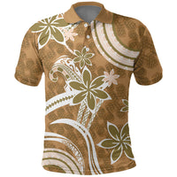 Hawaii Pupuala Plumeria Light Brown Polo Shirt Polynesian Pattern LT01 Light Brown - Polynesian Pride