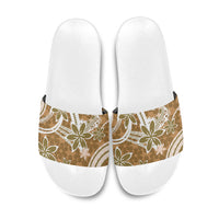 Hawaii Pupuala Plumeria Light Brown Slide Sandals Polynesian Pattern LT01 Light Brown - Polynesian Pride