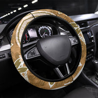 Hawaii Pupuala Plumeria Light Brown Steering Wheel Cover Polynesian Pattern LT01 Universal Fit Light Brown - Polynesian Pride