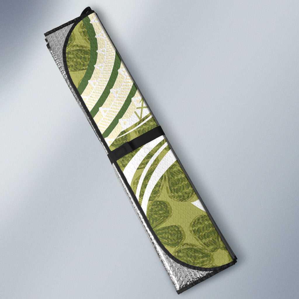 Hawaii Pupuala Plumeria Olive Green Auto Sun Shade Polynesian Pattern LT01 - Polynesian Pride