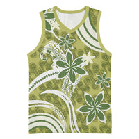 Hawaii Pupuala Plumeria Olive Green Basketball Jersey Polynesian Pattern LT01 Unisex Olive Green - Polynesian Pride